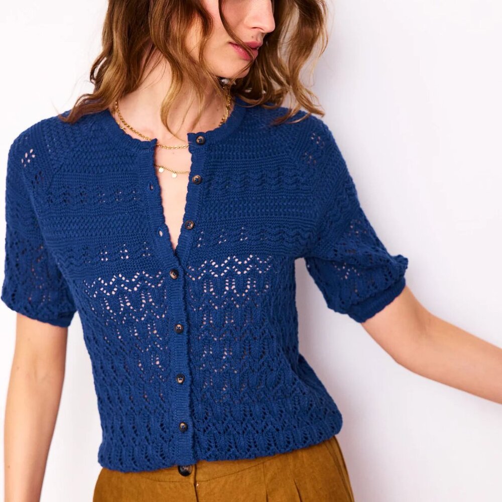 BODEN Elodie Stitch Crew Cardigan (L)